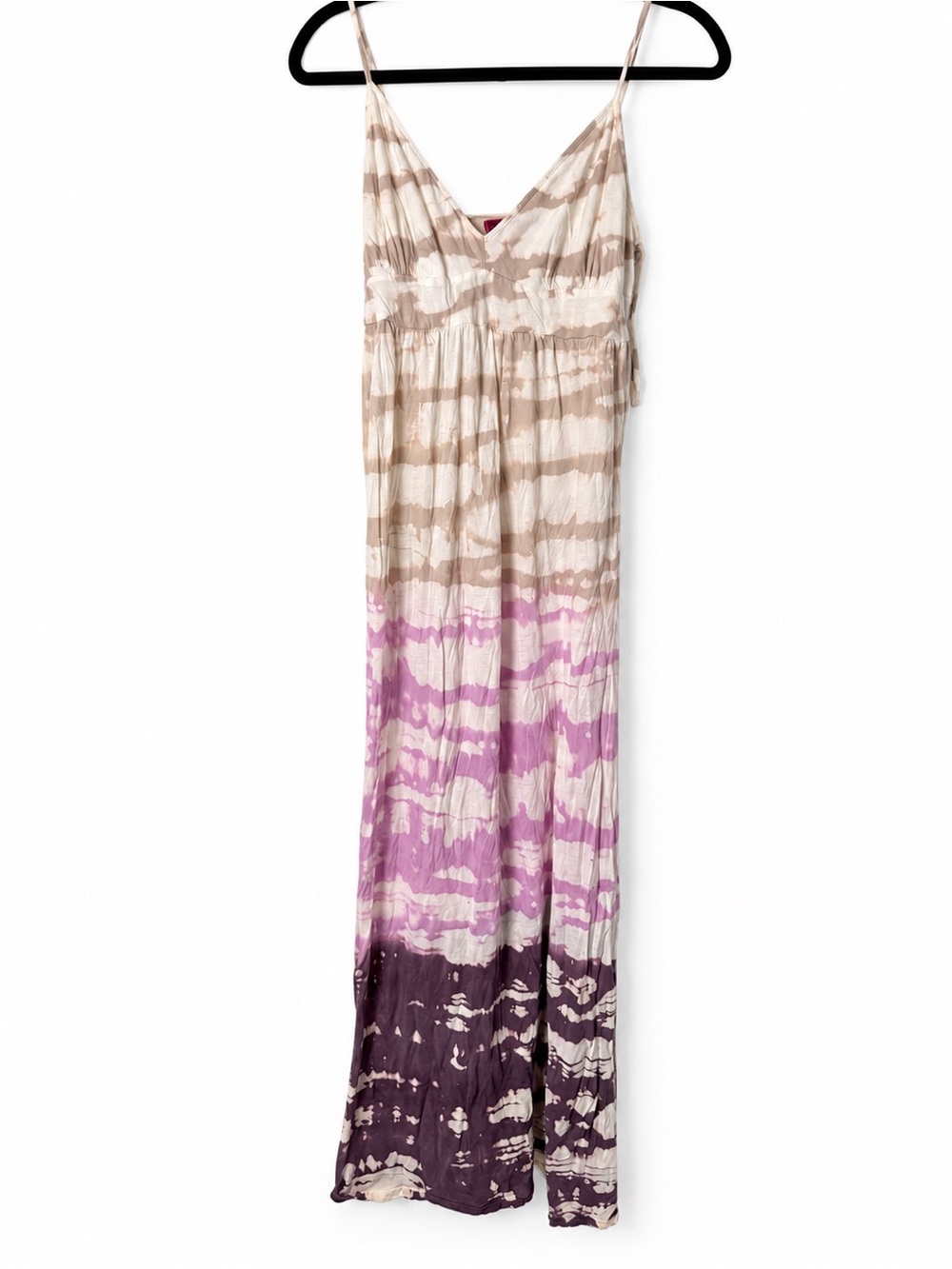Velvet Pink Purple Tie Dye Cotton Boho Maxi Dress S